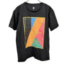 【中古】グラニフ graniph Tシャツ プリント 『KABUKI』 英字 半袖 丸首 綿100% コットン M ブラック 黒×ピンク×オレンジ×青×黄×緑 ...