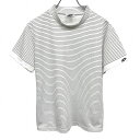 【中古】パラディーゾ ゴルフ Paradiso GOLF Tシャツ ボーダー モックネック 半袖 ロゴプリント 日本製 ポリ×綿 L ホワイト 白×黒 メンズ