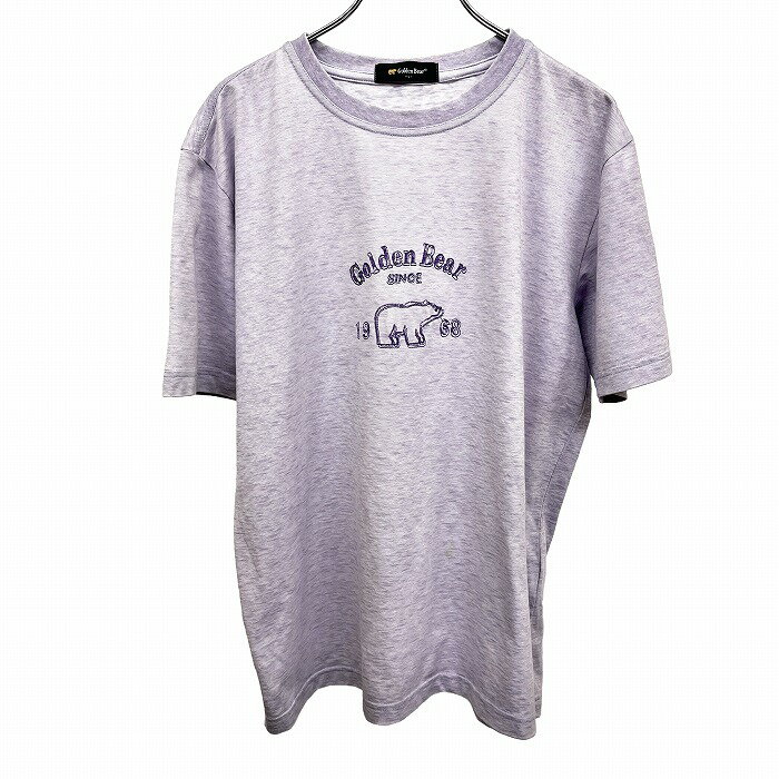 樂天商城 - 【中古】[印象BC] Golden Bear ゴールデンベア Tシャツ メンズ L ヘザーパープル 杢紫 綿×ポリ 刺繍 ロゴ クマ 英字 文字 半袖 裾の両側にスリット 丸首
