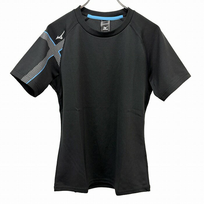 樂天商城 - 【新品】[印象N] MIZUNO ミズノ プラクティスシャツ / Tシャツ メンズ M ブラック 黒×青×グレー ポリ100% 吸汗速乾 プリント ラグラン 半袖 丸首