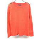【中古】PETIT BATEAU プチバトー M レディース リブニット セーター 肩ボタン 肩の内側にストライプ柄テープ 丸首 長袖 綿100% コットン オ...