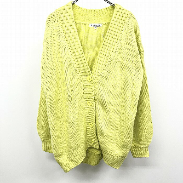 【楽天スーパーSALE＼☆★半額★☆／対象商品】【新品】[印象N] GLOBAL WORK グローバルワーク ニット / カーディガン レディース M イエローグリーン 緑系 アクリル100% 無地 ボタン留め ペザントスリーブ 長袖 undo-rowa-10055393 Undo Rowa 楽天市場店 パッケージ画像