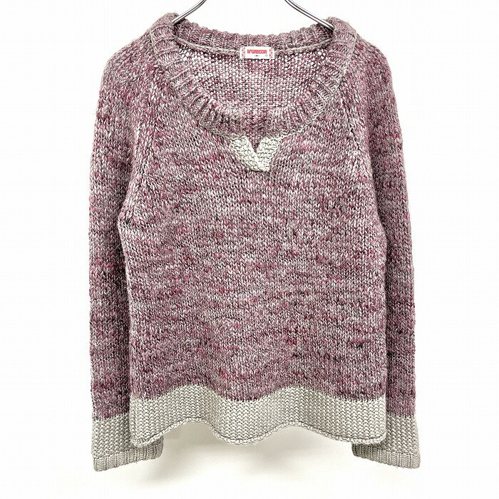 【まもなく終了|全品ポイント10倍|明日1/29(木)午前01:59まで＼1月後半お買い物マラソン／最大2千円OFFクーポン配布中】【中古】マックレガー McGREGOR プルオーバーニット セーター 長袖 長毛 ラグラン キーネック アクリル×毛 M メランジ ピンク×グレー レディース