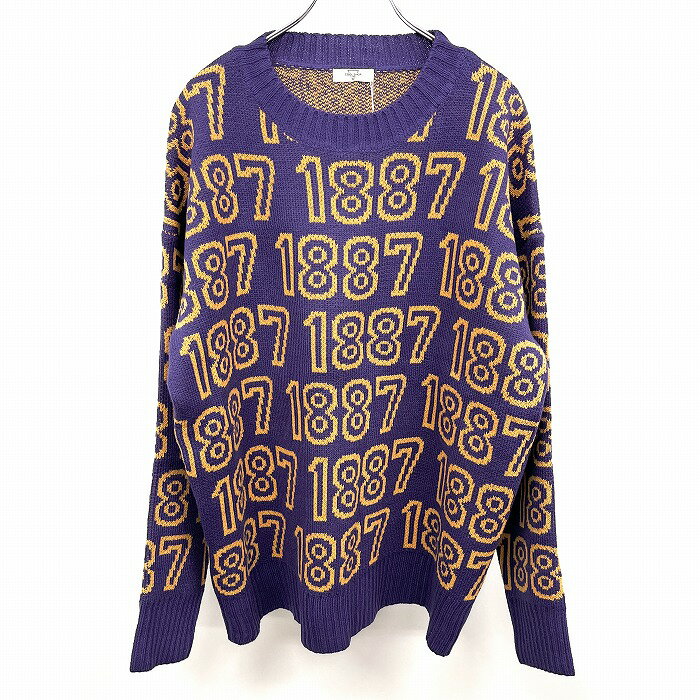 Rakuten - 【スーパーSALE★半額★対象商品】【新品】[印象N] COOL SHOP CLASSIC ウールライクニット / セーター レディース パープル 紫×黄 アクリル100% 長袖 数字柄 丸首