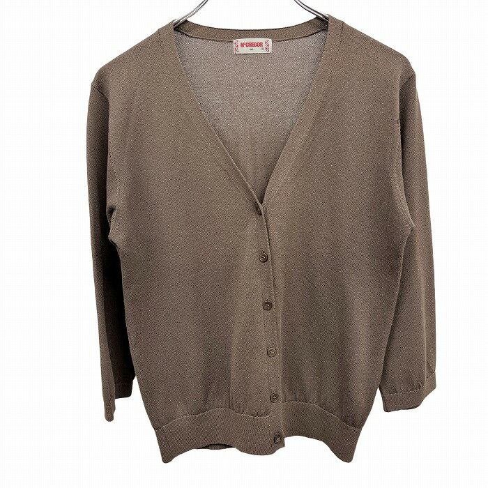 【開催予定＼Black Friday|ブラックフライデー|11/20(木)20時00～／期間中使える最大2千円OFFクーポン配布中】【中古】マックレガー McGREGOR 薄手 ニット カーディガン 無地 Vネック 7分袖 ボタン留め 古着 綿×ポリ M ダークブラウン こげ茶 レディース
