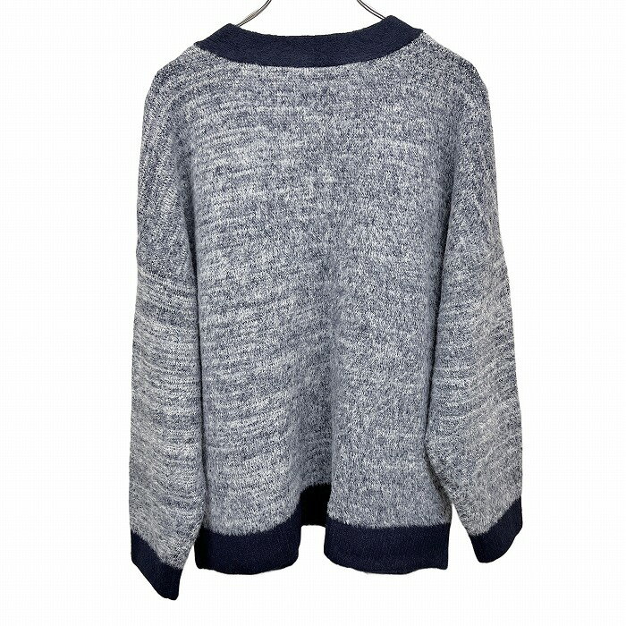 【新品/訳アリ】PERSON'S ニット カーディガン Vネック 長袖 ナイロン×ポリ×アクリル×毛×ポリウレタン M ヘザーネイビー 杢紺 メンズ