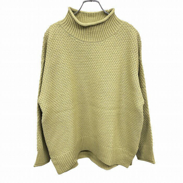 樂天商城 - 【新品】[印象N] GLOBAL WORK グローバルワーク 鹿の子ニット / セーター レディース F ベージュグリーン 緑系 ポリ×アクリル 裾の両サイドにスリット ロールハイネック 長袖