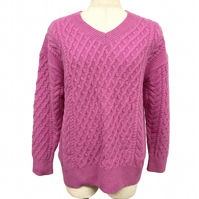 樂天商城 - 【中古】[印象AB] UNITED ARROWS Green Label Relaxing グリーンレーベルリラクシング ケーブルニット / セーター / プルオーバー レディース ピンク ハミルトンラムウール Vネック 長袖
