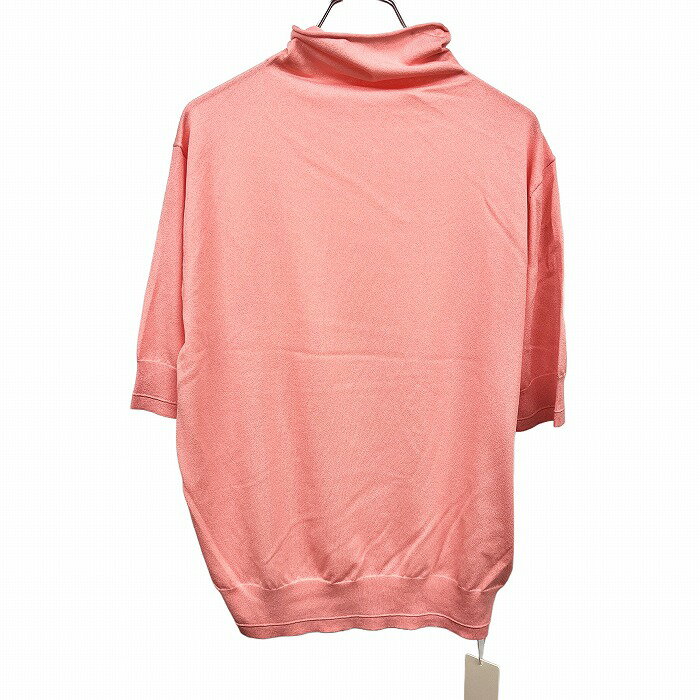 【楽天スーパーSALE限定!! ＼★35%OFF★／対象商品|12月4日(木)20時00分〜12月11日(木)01時59分まで】カリテ 【新品/訳アリ】qualite 薄手 ニット プルオーバー ハイネック 無地 5分袖 ストレッチ アセテート×ナイロン F ピンク レディース