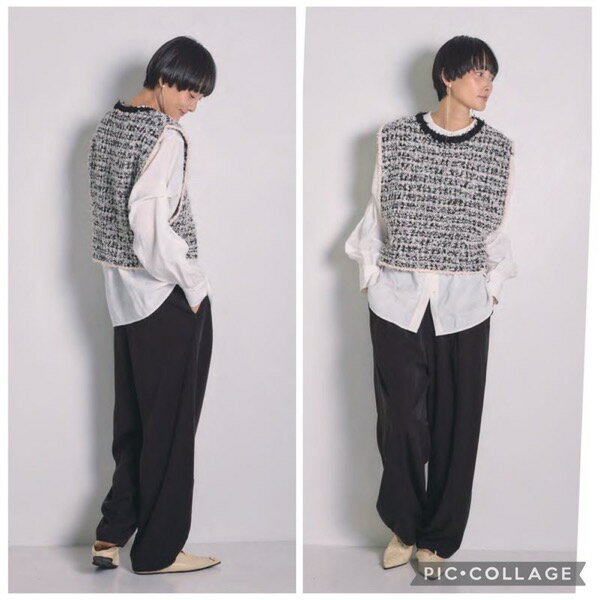 【予約販売】CHIGNON(シニヨン)/ツイードライクニットベスト(12月中入荷予定)のサムネイル