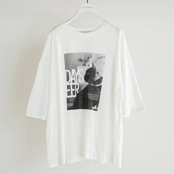 【予約販売】CHIGNON(シニヨン)/アニマルフォト”CAT”Tee(2月中入荷予定)のサムネイル