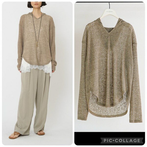 【予約販売】CHIGNON(シニヨン)/シアーフーディニットソー(2月中入荷予定)のサムネイル