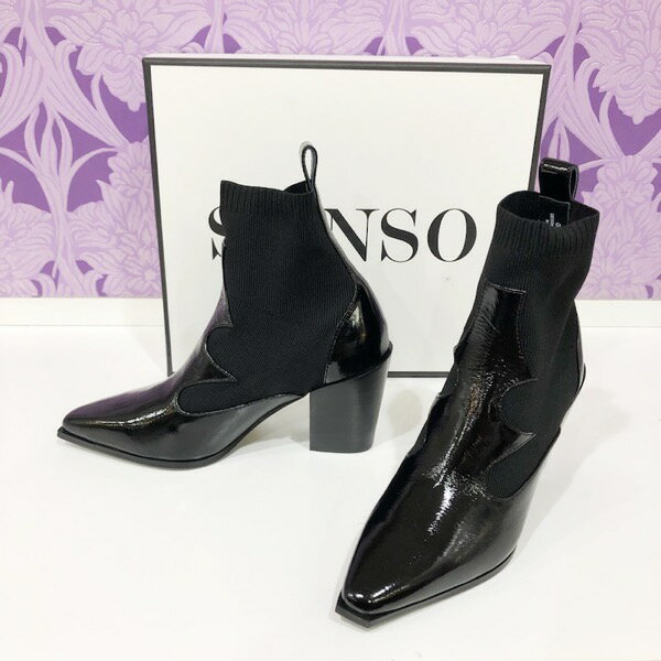 Rakuten - 【26000→18200】SENSO(センソ) /レザー×ストレッチチャンキーヒールブーツ