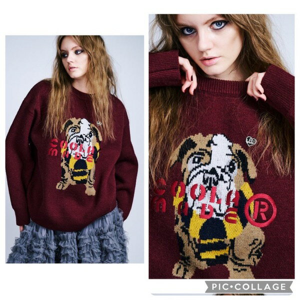 【予約販売】COOLA(クーラ)/COOLA MADE Emb Doggy Knit Tops(11月上入荷予定)のサムネイル