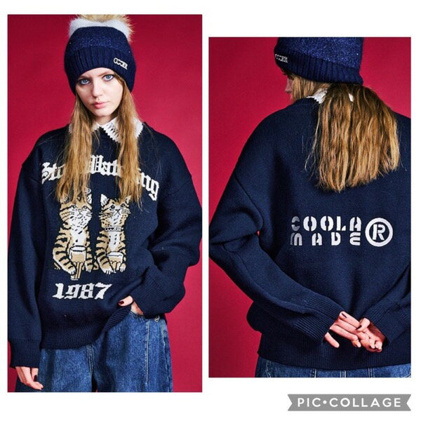 【予約販売】COOLA(クーラ)/COOLA MADE Emb Cat Knit Tops(11月上入荷予定)のサムネイル