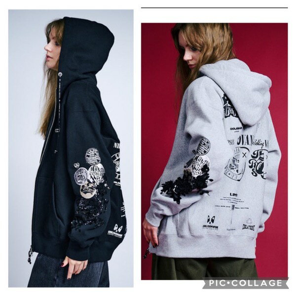 【予約販売】COOLA(クーラ)/Gathered Logo Lace Zip Hoodie(10月中入荷予定)のサムネイル