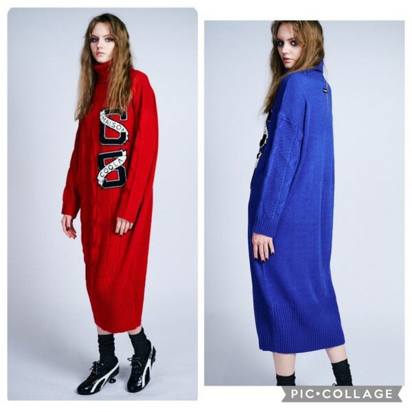 【予約販売】COOLA(クーラ)/Flag Logo Long Knit Dress(11月上入荷予定)のサムネイル