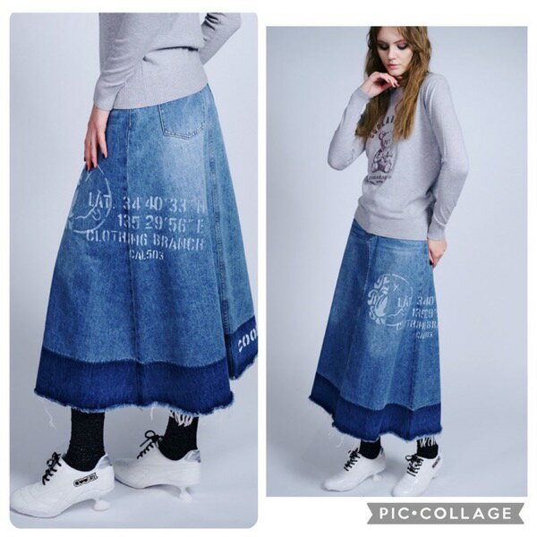 【予約販売】COOLA(クーラ)/Paint A-Line Denim Long Skirt(10月末入荷予定)のサムネイル