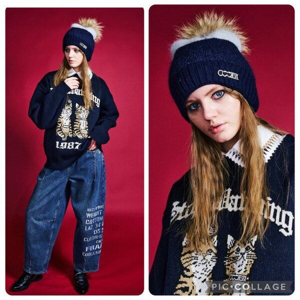 【予約販売】COOLA(クーラ)/Switching Pompon Knit Beanie(11月上入荷予定)のサムネイル