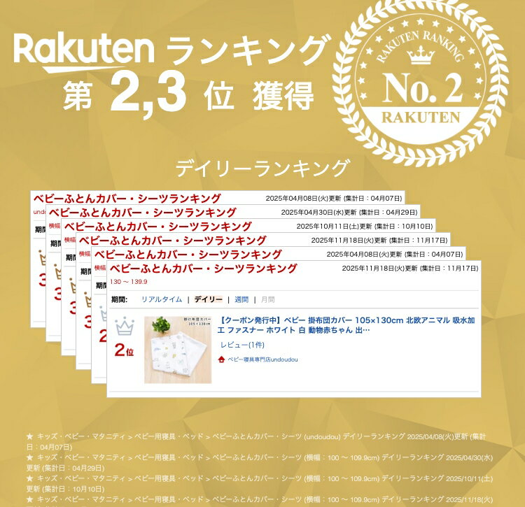 【クーポン発行中】ベビー 掛布団カバー 105×130cm 北欧アニマル 吸水加工 ファスナー ホワイト 白 動物赤ちゃん 出産 洗える 洗い替え 出産準備 un doudou メール便発送(ポスト投函) NP 2