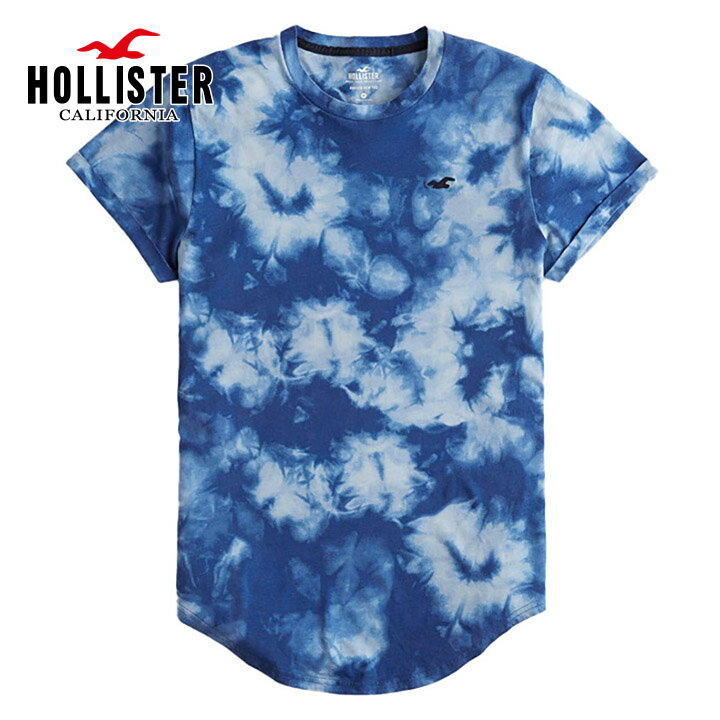 ホリスター メンズ 半袖Tシャツ マストハブ カーブヘムTシャツ Hollister Logo Graphic Tee ブルー タイダイ