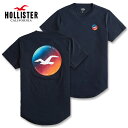 ［SALE］ホリスター メンズ プリントロゴグラフィック カーブヘム 半袖Tシャツ Hollister Print Logo Graphic Tee ネイビー