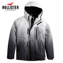 ホリスター メンズ フード付オールウェザー フリースラインドジャケット Hollister Hooded All-Weather Fleece Lined Jacket ワンポイントロゴ グラデーションカラー ホワイト/ブラック