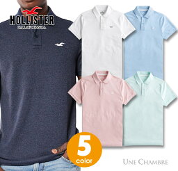 ホリスター ポロシャツ メンズ ホリスター メンズ ストレッチピケ半袖 ポロシャツ スリムフィット Hollister Strech Icon Polo ワンポイントロゴ 鹿の子 5カラー：ヘザーネイビー、ライトピンク、ライトミント、ライトブルー、ホワイト