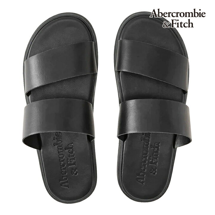 アバクロンビー＆フィッチ メンズ シンセティックレザー スライド サンダル 人工皮革 Abercrombie&Fitch Synthetic Leather Slide ブラック