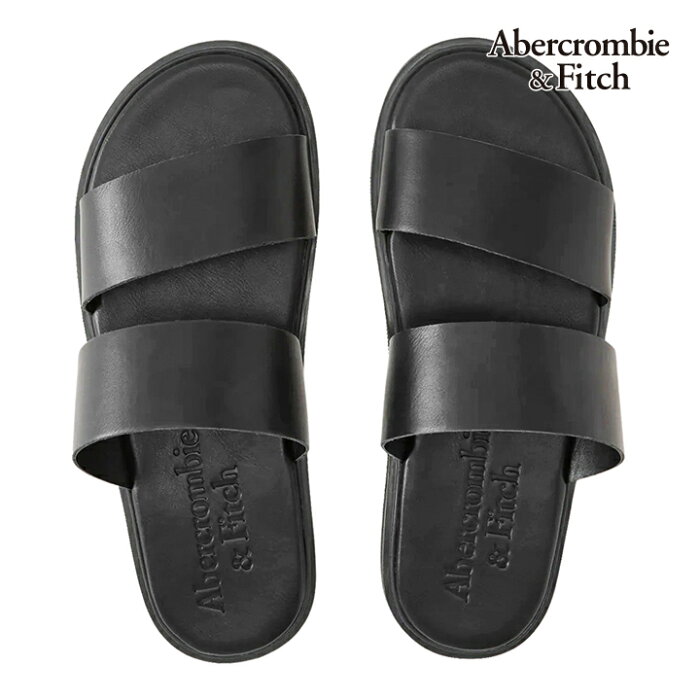 アバクロンビー＆フィッチ メンズ シンセティックレザー スライド サンダル 人工皮革 Abercrombie&Fitch Synthetic Leather Slide ブラック