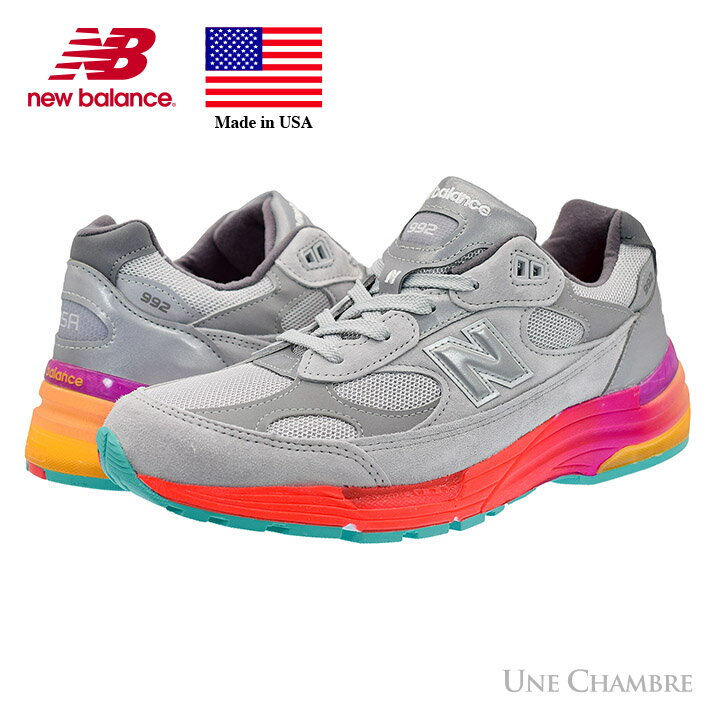 国内未発売 ニューバランス New Balance M992BC width:D Made in USA スウェード/ナイロンメッシュ/リフレクター グレー/マルチカラーグラデーションソール メンズサイズ