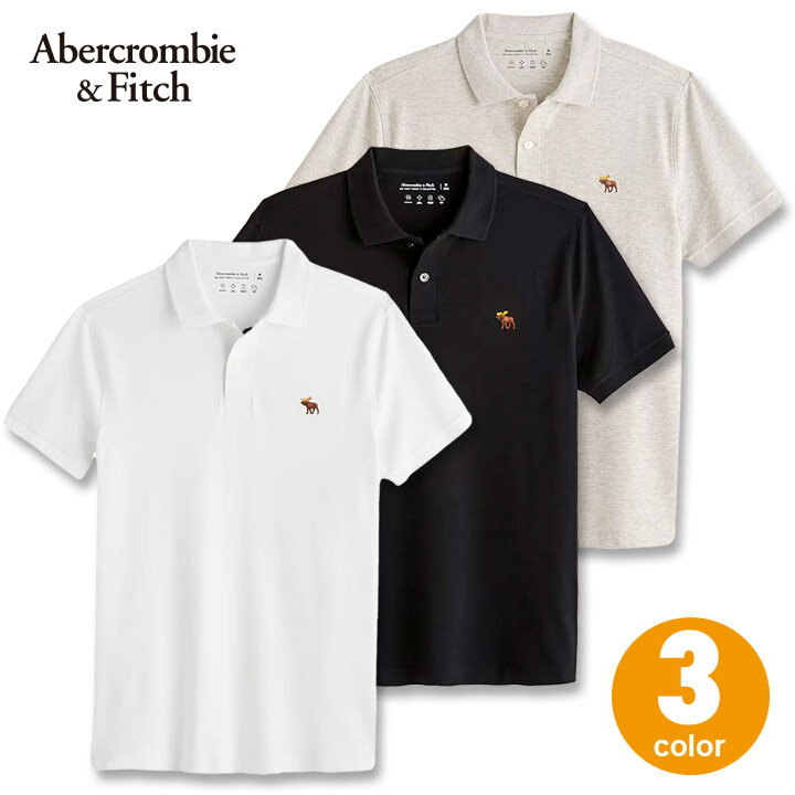 Хӡեå  ȥåԥȾµݥ Abercrombie&Fitch Stretch Icon Polo ͥ㡼 ࡼ ݥȥ λ 3顼ۥ磻ȡ֥åإ졼
