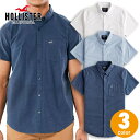 ホリスター ホリスター メンズ ストレッチ ロゴアイコン半袖ボタンダウンシャツ Hollister Stretch Shirt ワンポイントロゴ 3カラー ● ホワイト ●ブルー ●ネイビー