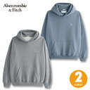 アバクロンビー＆フィッチ メンズ ワンポイントムースロゴ プルオーバーパーカー フーディー オーバーサイズ 裏起毛 Abercrombie&Fitch 2カラー：ダークヘザーグレー、ブルー