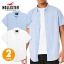 ホリスター ホリスター メンズ ストレッチ ロゴアイコン半袖ボタンダウンシャツ Hollister Stretch Shirt ワンポイントロゴ 2カラー ●ブルー ● ホワイト