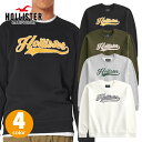 ホリスター メンズ 刺繍ロゴグラフィック クルーネックスウェットシャツ トレーナー 裏起毛 リラックスフィット Hollister Logo Graphic Sweatshirt 4カラー：●ブラック ●ダークオリーブ ●ヘザーグレー ●オフホワイト