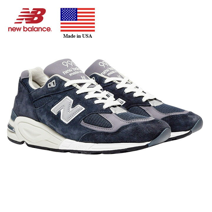 ニューバランス New Balance M990NB2 Core width:D Made in USA アメリカ製 990v2 ナイロンメッシュ/スウェード ネイビー メンズサイズ