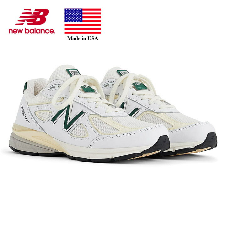 ニューバランス New Balance U990TC4 エメ レオン ドレ テディ サンティス Aime Leon Dore Teddy Santis width:D Made in USA Collection 990v4 アメリカ製 レザー/ナイロンメッシュ ホワイト/グリーン メンズサイズ