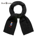 ラルフローレン ポロラルフローレン ポロベアー スカーフ マフラー POLO RALPH LAUREN Bear Scarf ワンポイント刺繍ロゴ ウール混 ブラック