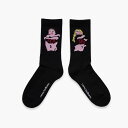 CARNE BOLLENTE | SOCK STRIP TEASE (BLACK) 靴下 ソックス リブ ロゴ グラフィック ブラック