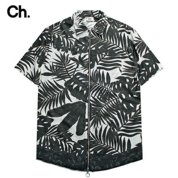  CHAPTER (チャプター) OME ZIP UP SHIRT (BLACK/WHITE FLORAL)  