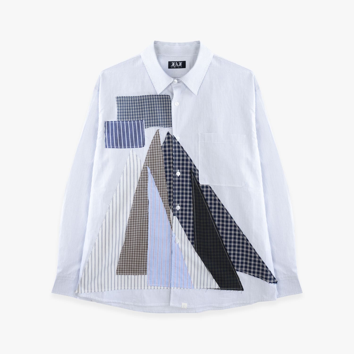 Rakuten - FAKE AS FLOWERS FAF | YACHT SHIRTS (BLACK STRIPE) シャツ パッチワーク トップス メンズ ブラック ストライプ