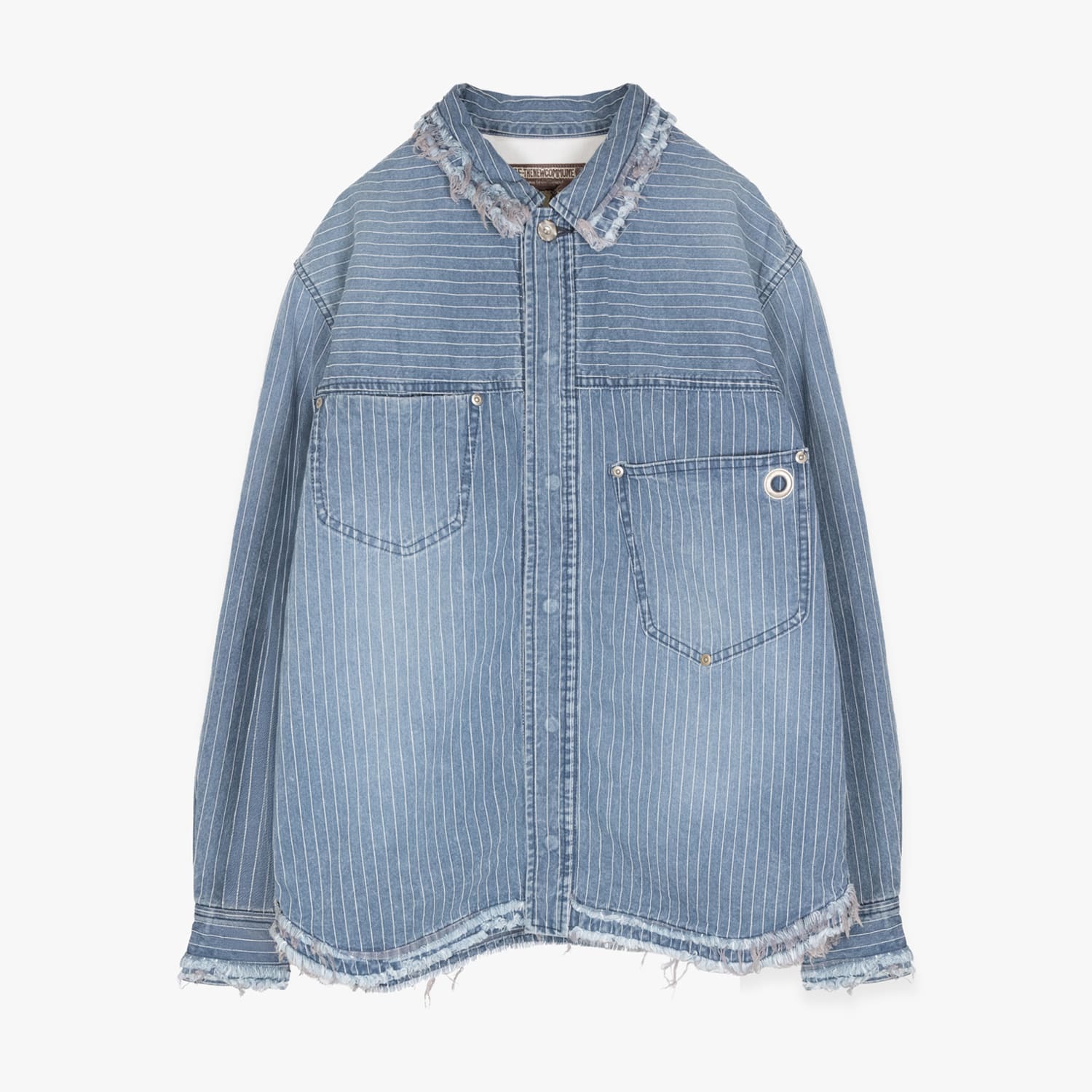 Rakuten - FAKE AS FLOWERS FAF | DENIM SHIRTS (INDIGO) 国産デニム デニムシャツ ウォッシュ ダメージ トップス メンズ ストライプ インディゴ ブルー