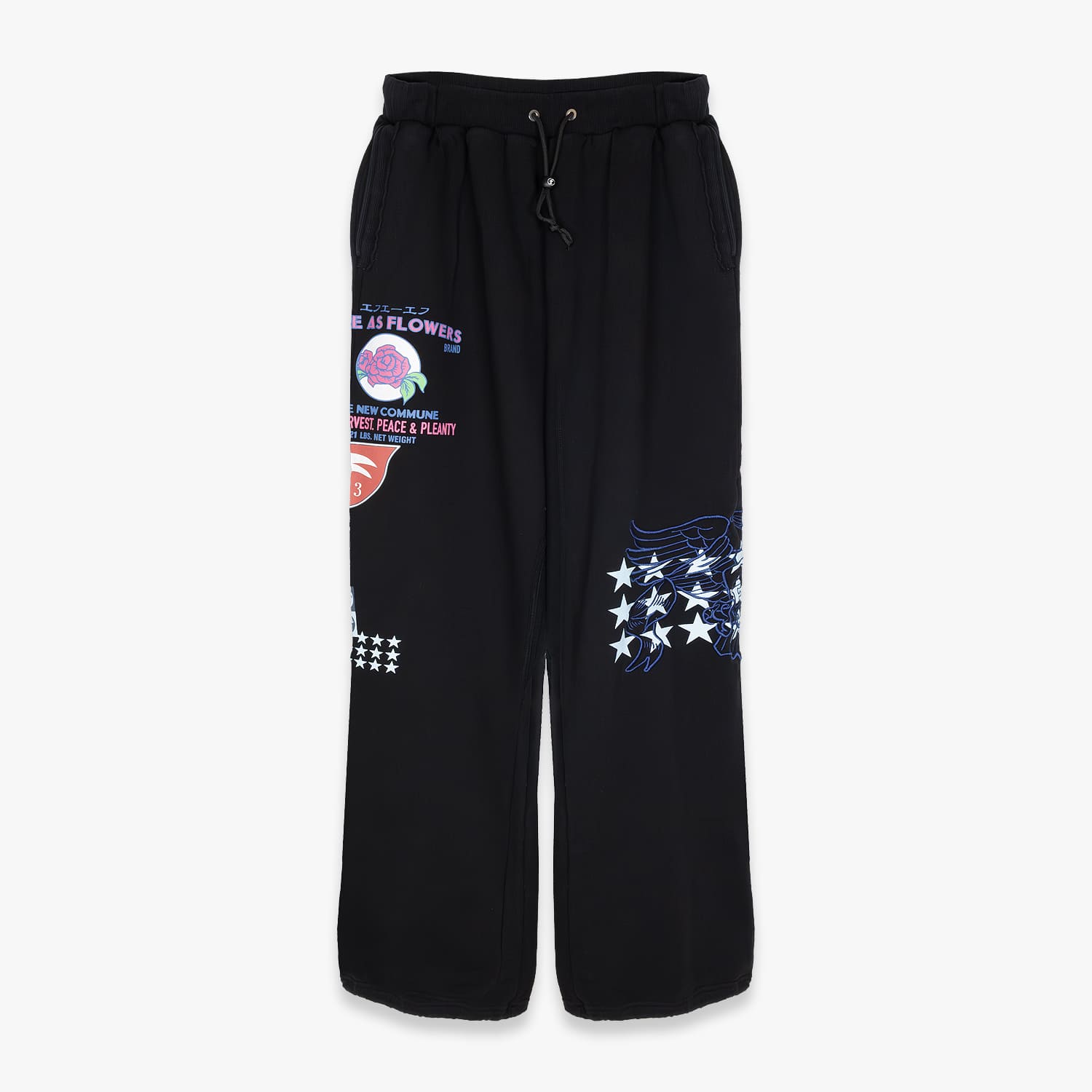 Rakuten - FAKE AS FLOWERS FAF | PRINTED BAGGY SWEAT PANTS (BLACK) スウェットパンツ トラックパンツ バギーパンツ グラフィック ボトムス メンズ ブラック