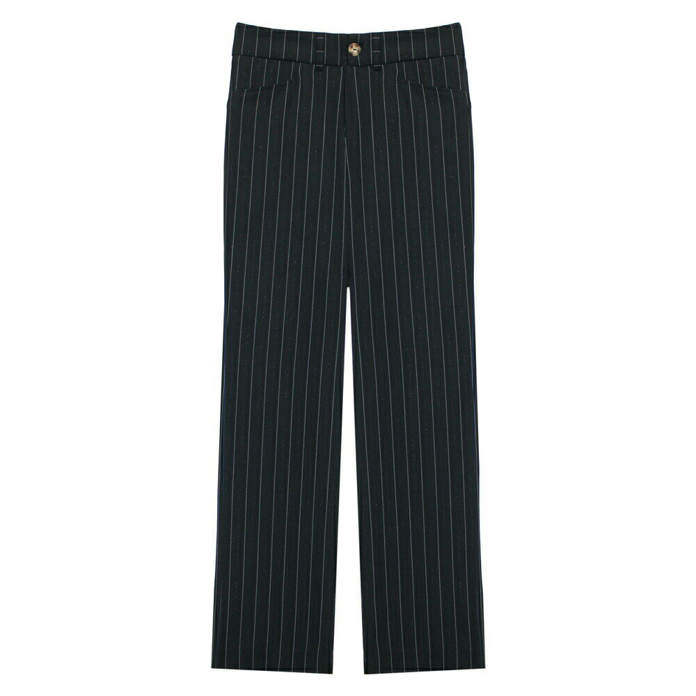 FOO AND FOO | SMART TROUSERS (BLACK/WHITE) スリムフィットパンツ スラックス トラウザー ボトムス ピンストライプ ブラック ホワイト
