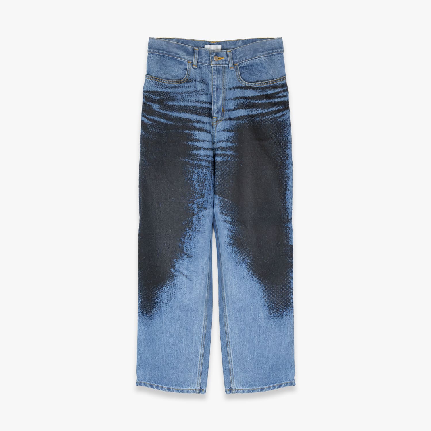 ICE & TECHNO | PRINTED WHISKER DENIM (BLUE) �ǥ˥�ѥ�� �磻�ɥѥ�� ������ �ץ��� ���ȥ졼�� �ܥȥॹ ��...