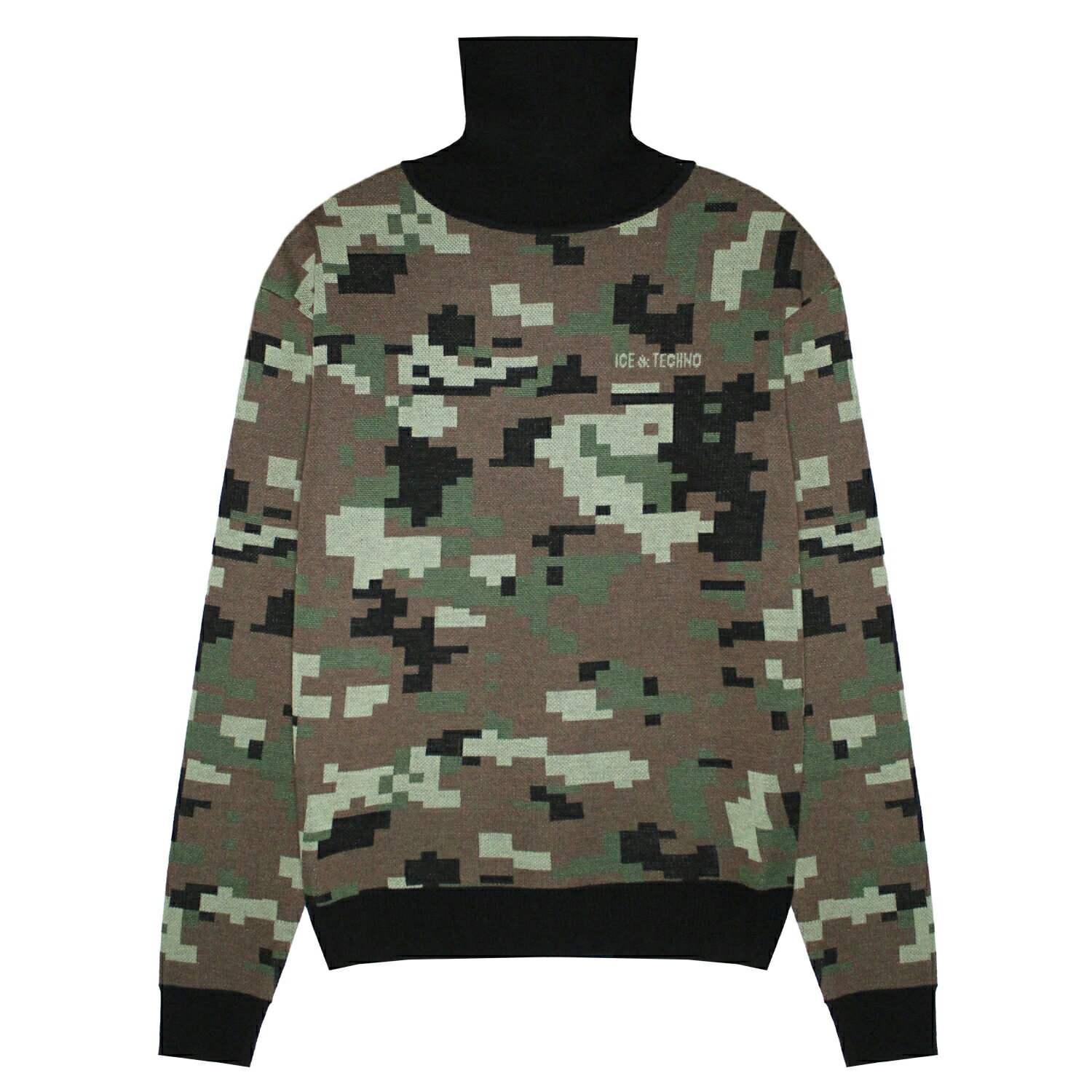 楽天UNEEK BASEMNT[最大90％OFF SALE] ICE & TECHNO （アイス アンド テクノ） DIGITAL CAMO HIGH NECK SWEATER （REGULAR） [ニット セーター ハイネック タートルネック ブランド メンズ レディース ユニセックス] [ブラック カモ]