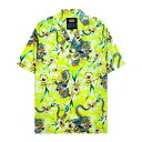 PETALS AND PEACOCKS | UNLEASH THE DRAGON VACATION SHIRT (YELLOW) 総柄 半袖 開襟シャツ オープンカラーシャツ アロハ トップス 春夏 イエロー
