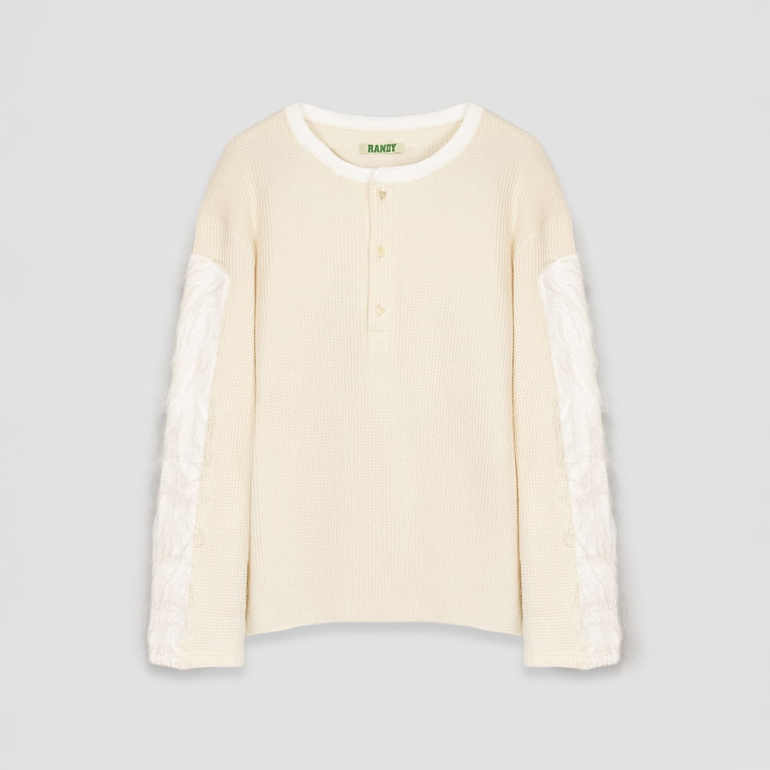 RANDY | ICICLES (WHITE) 長袖 ヘンリーネックシャツ サーマルシャツ ロングスリーブ ワッフル トップス ホワイト