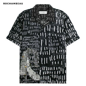 [最大90%OFF SALE] ROCHAMBEAU (ロシャンボー) HATCH POCKET SHIRT (BLACK) [開襟 半袖 オープンカラー シャツ アート メンズ レディース ユニセックス] [ブラック]